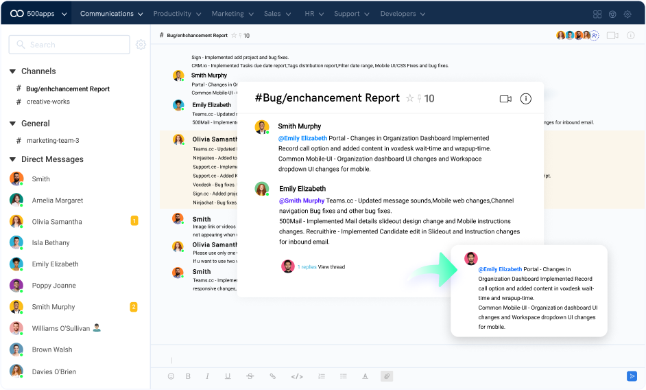 team communication app leave note