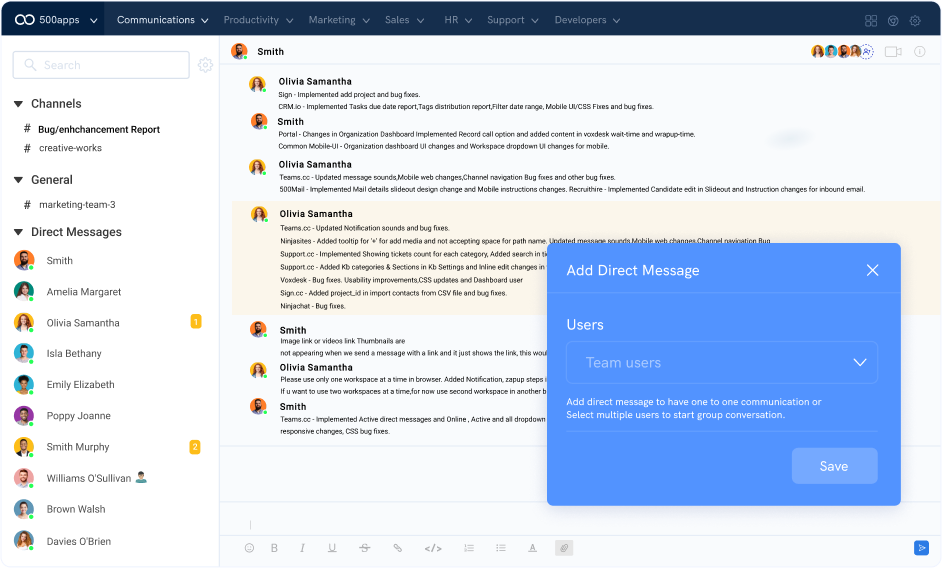 private messaging leave note